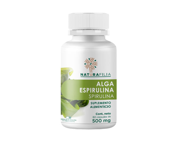 Alga Espirulina, 60 Cápsulas, 500mg, NATURAFILIA