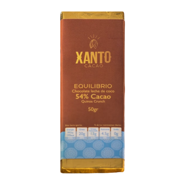 CHOCOLATE (Barra de Cacao 54% Coco y Quinoa Inflada) 50g, XANTO CACAO