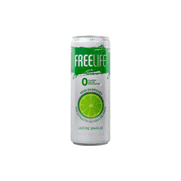 Agua gasificada con extracto natural de Limón, FREELIFE, 355 ml.