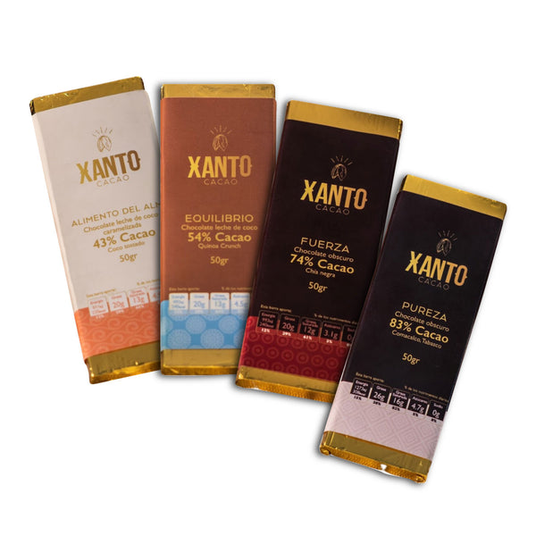 Combo CHOCOLATES XANTO CACAO (Barras de Cacao Tabasqueño) 4 x 50g.