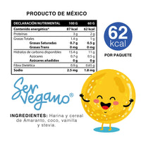 Obleas de Amaranto con superfoods endulzadas con Stevia, Coco, 60g